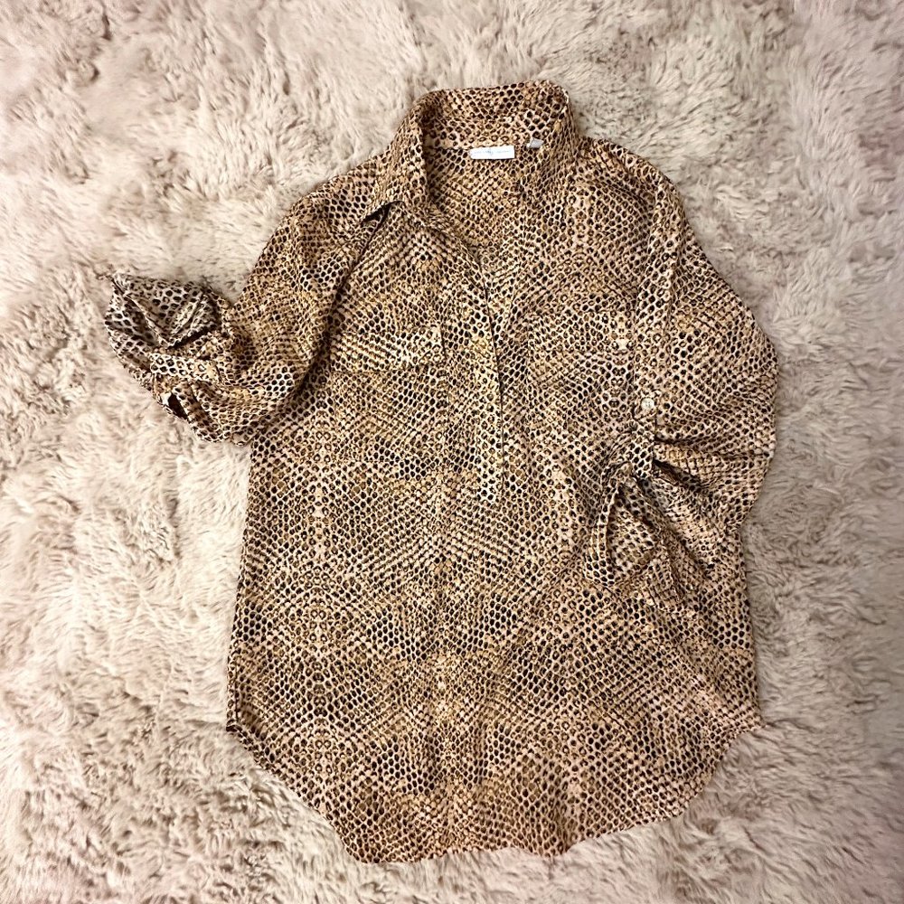 Snakeskin Blouse w/ Pockets | Size S